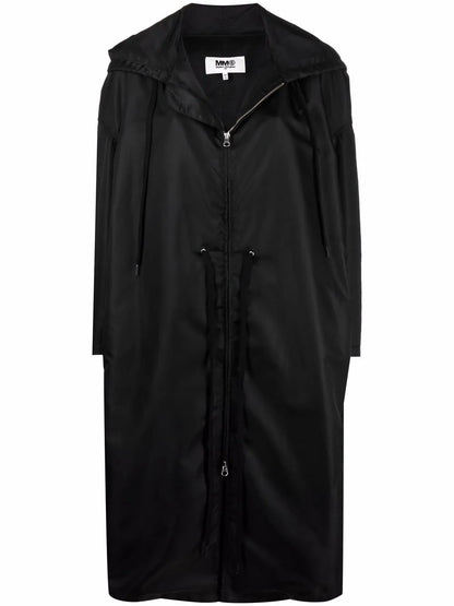 Drawstring-Waist Hooded Coat