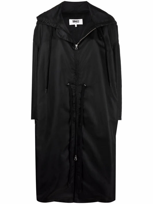 Drawstring-Waist Hooded Coat