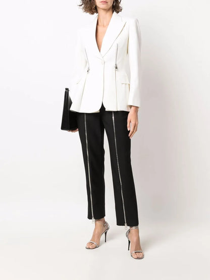 Zip-Detail-High-Waisted Trousers