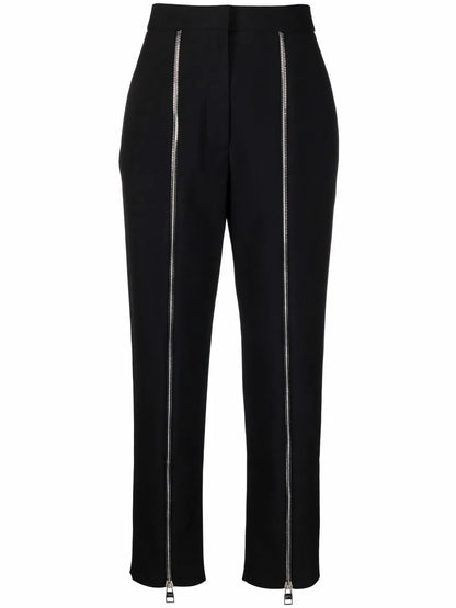 Zip-Detail-High-Waisted Trousers