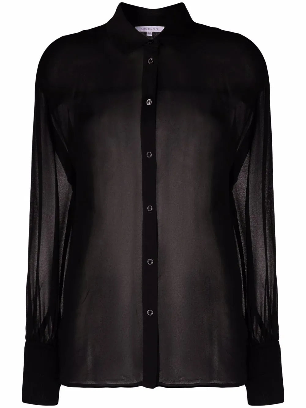 Semi-Sheer Puff-Sleeve Blouse