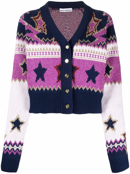 Metallic Star-Knit Cardigan