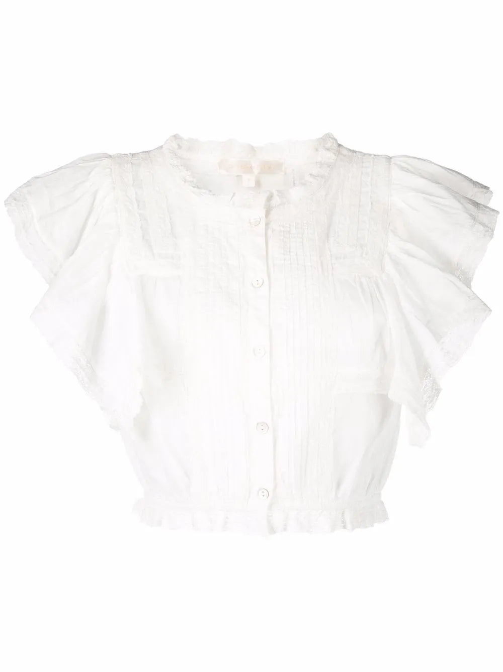 Ruffle-Trim Cropped Shirt