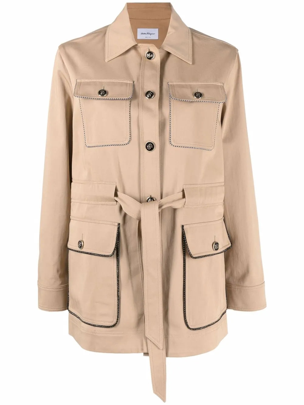 Pocket-Detail Belted Jacket