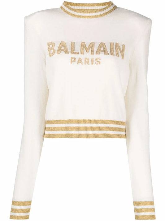 Logo-Intarsia Cropped Jumper