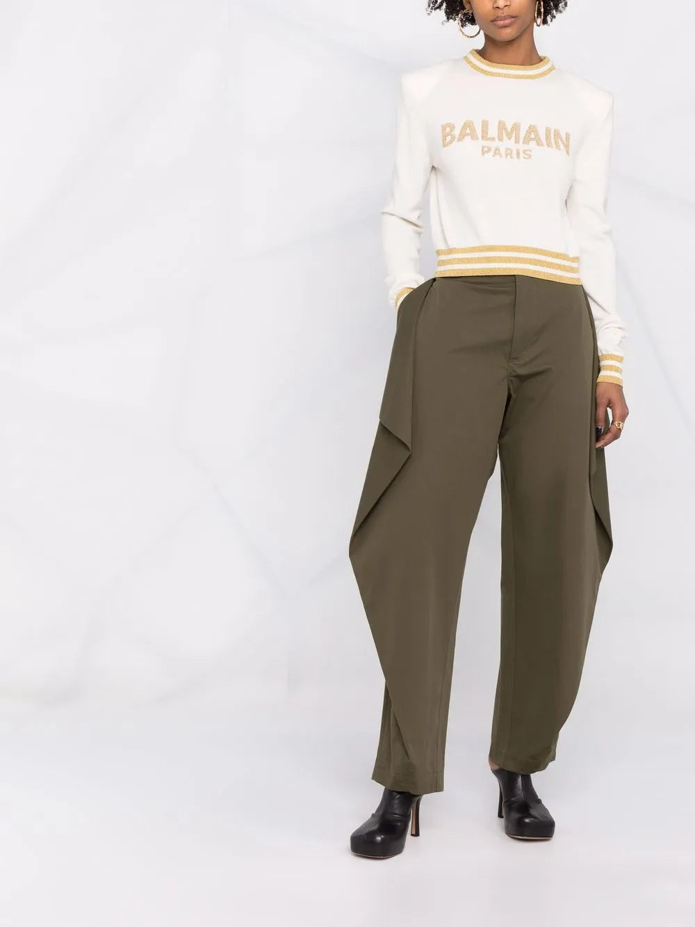 Logo-Intarsia Cropped Jumper