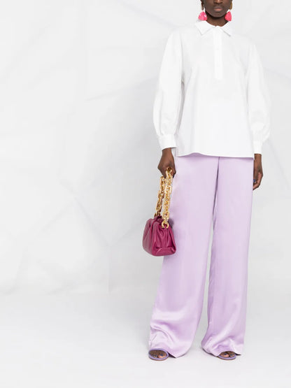 Poet-Sleeve Poplin Blouse