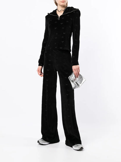 Monogrammed-Velvet Funnel-Neck Top