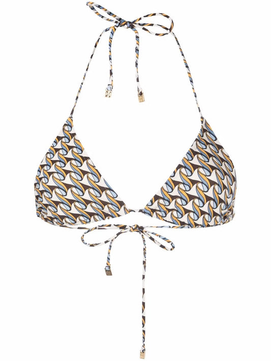 Wave-Print Bikini Top