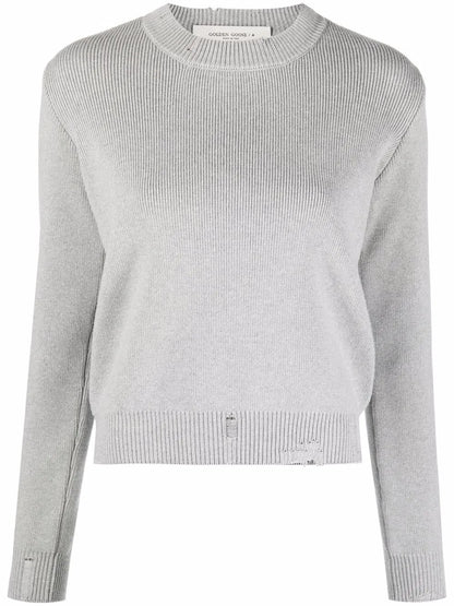 Distressed Cotton-Blend Jumper