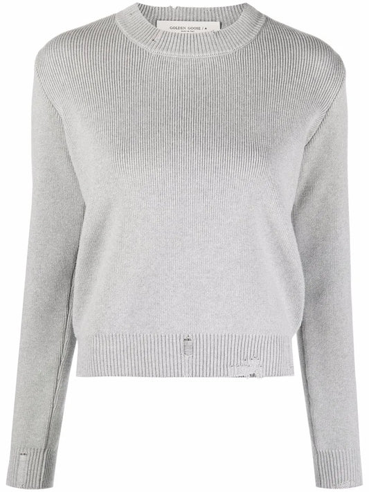 Distressed Cotton-Blend Jumper