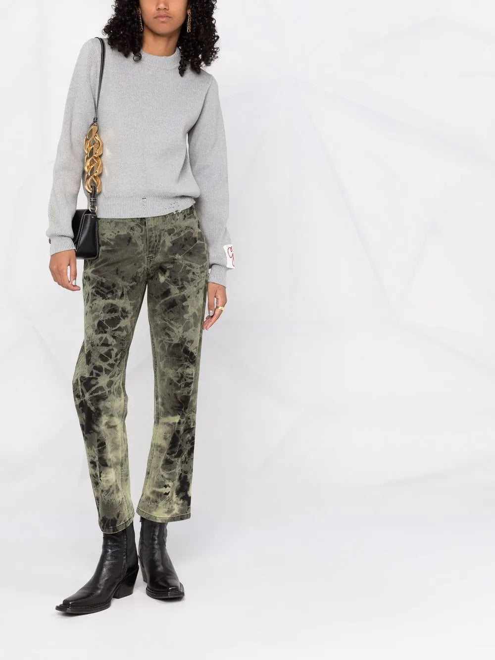 Distressed Cotton-Blend Jumper