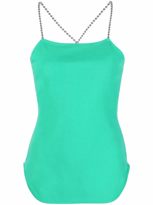 Chain-Detail Square-Neck Top