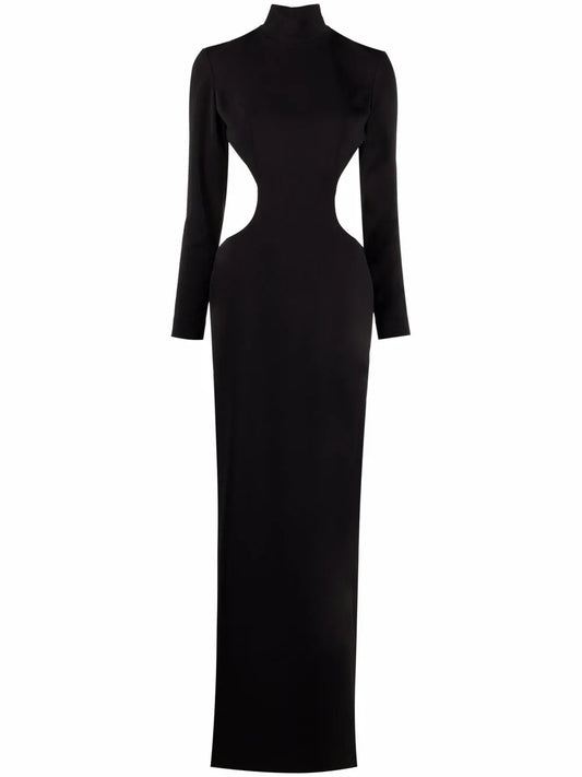 Open-Back High-Neck Cut-Out Evening Gown