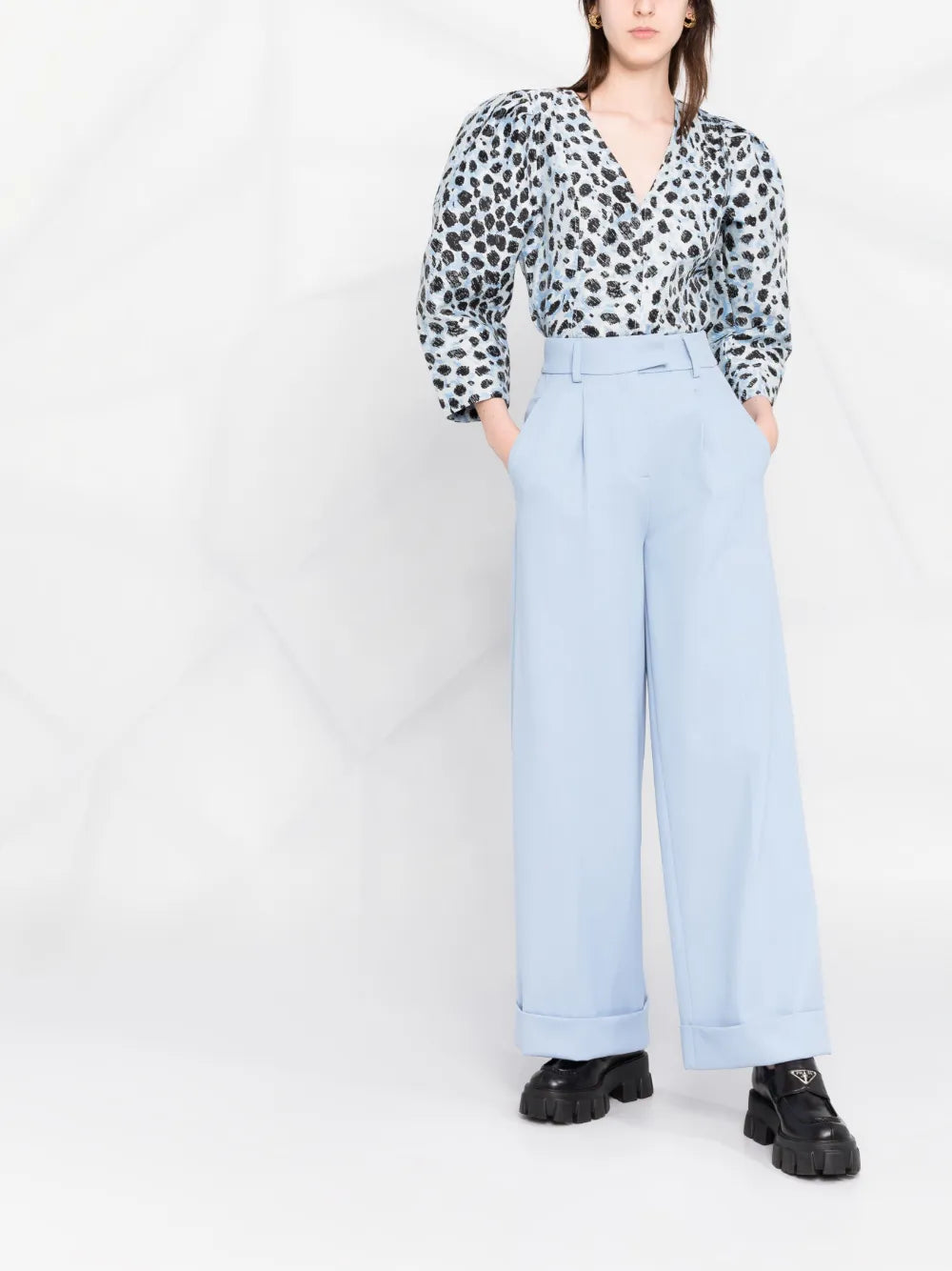 Leopard-Print Puff-Sleeve Top