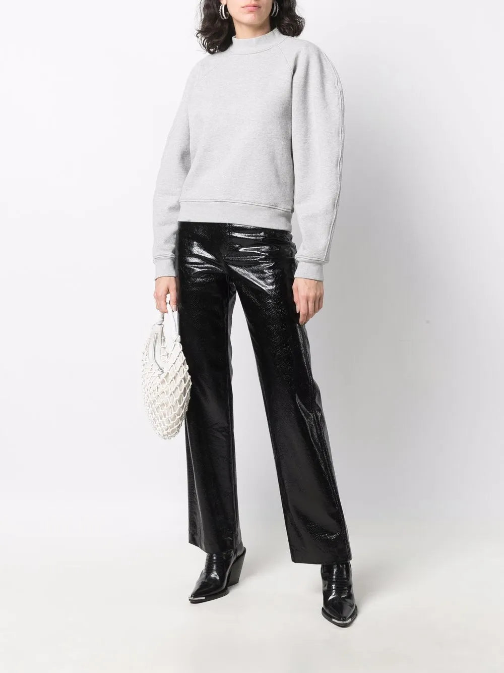 Mock-Neck Cotton Sweatshirt