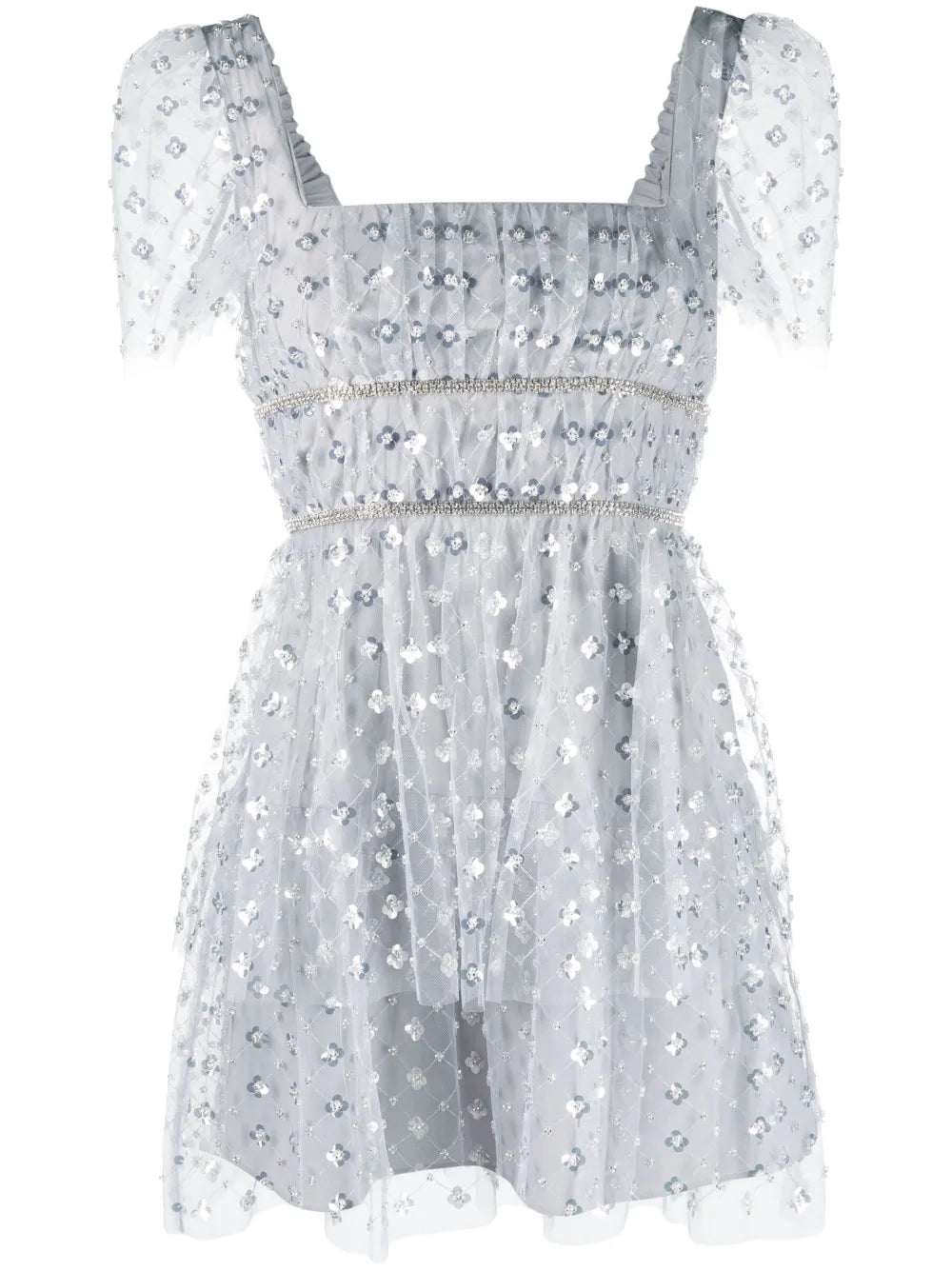 Sequin-Embellished Tiered Mini Dress