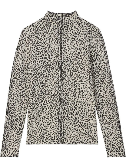 Leopard Print Mock Neck Jumper