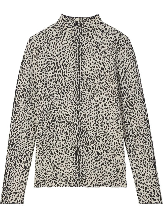 Leopard Print Mock Neck Jumper