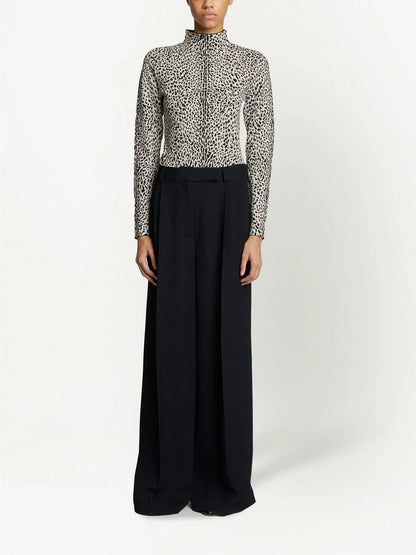 Leopard Print Mock Neck Jumper