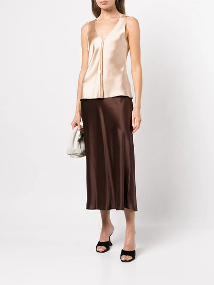 Silk Raw-Edge Tank Top