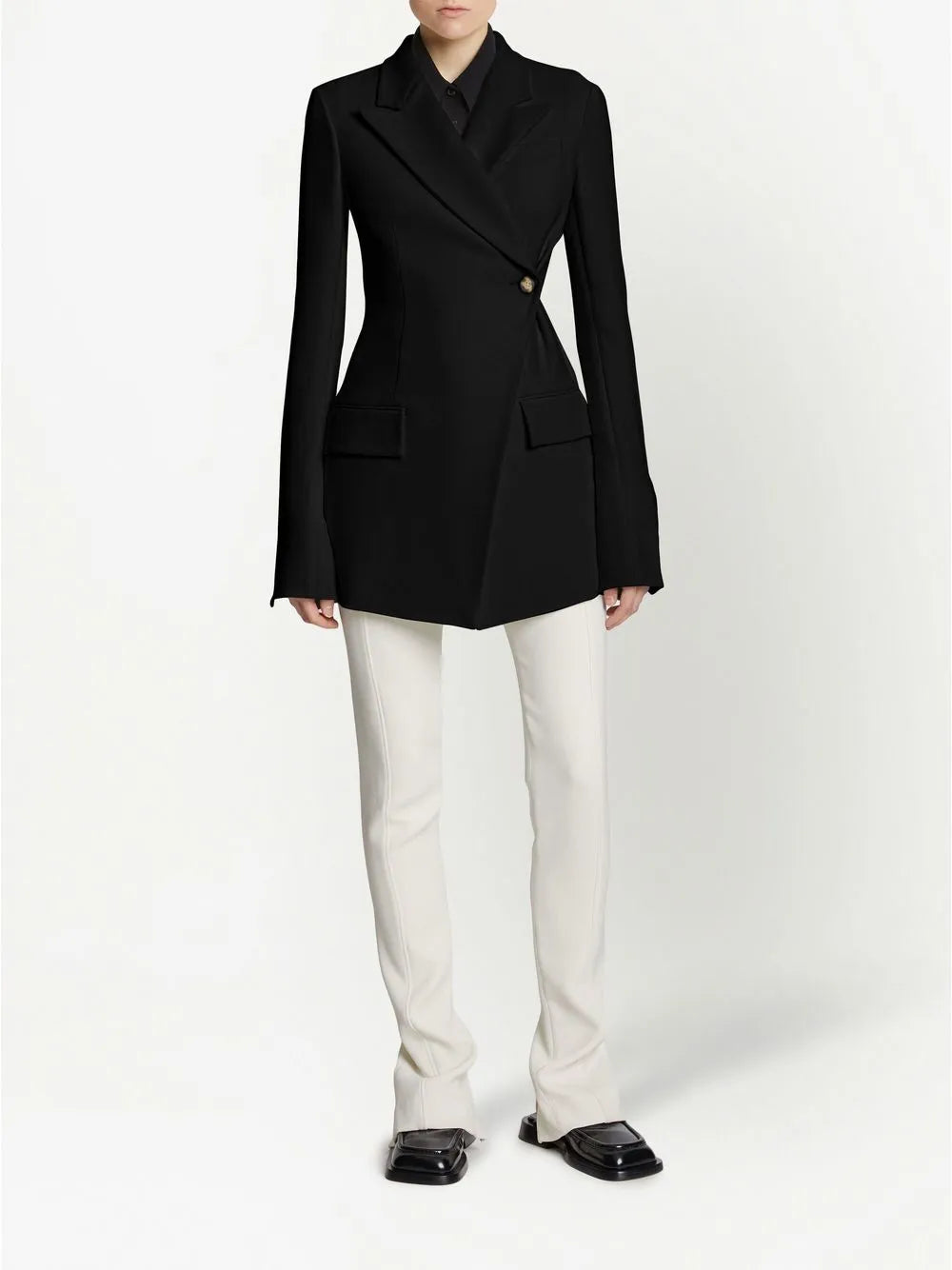 Double-Breasted Peak-Lapel Blazer