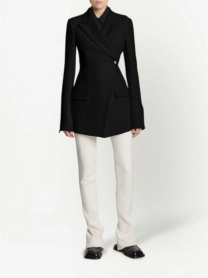 Double-Breasted Peak-Lapel Blazer