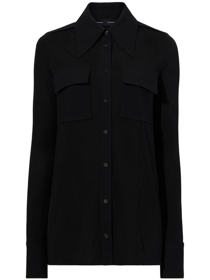 Pointed-Collar Button-Up Shirt