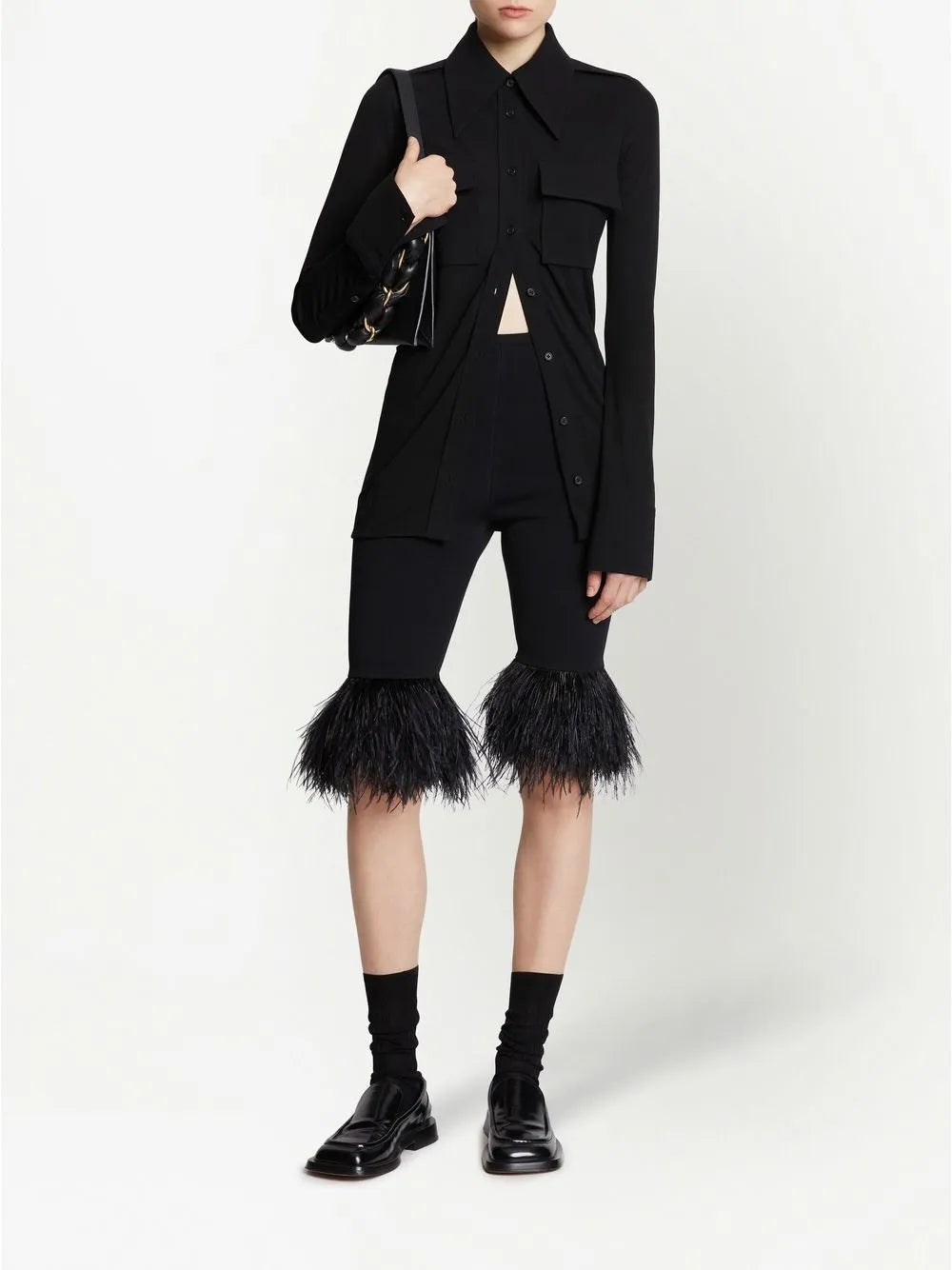 Pointed-Collar Button-Up Shirt
