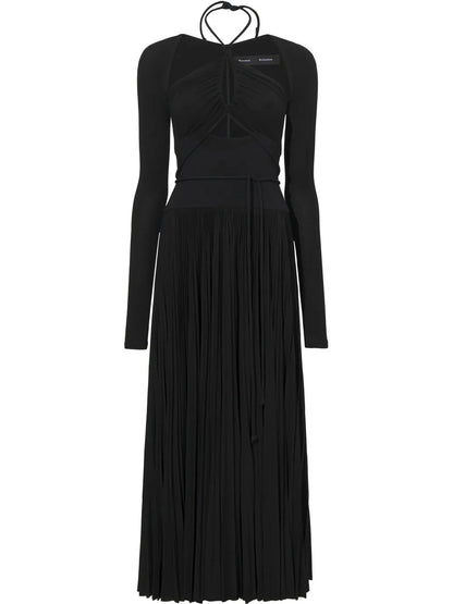 Pleated Halter-Neck Jersey Dress