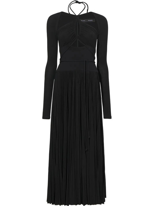 Pleated Halter-Neck Jersey Dress