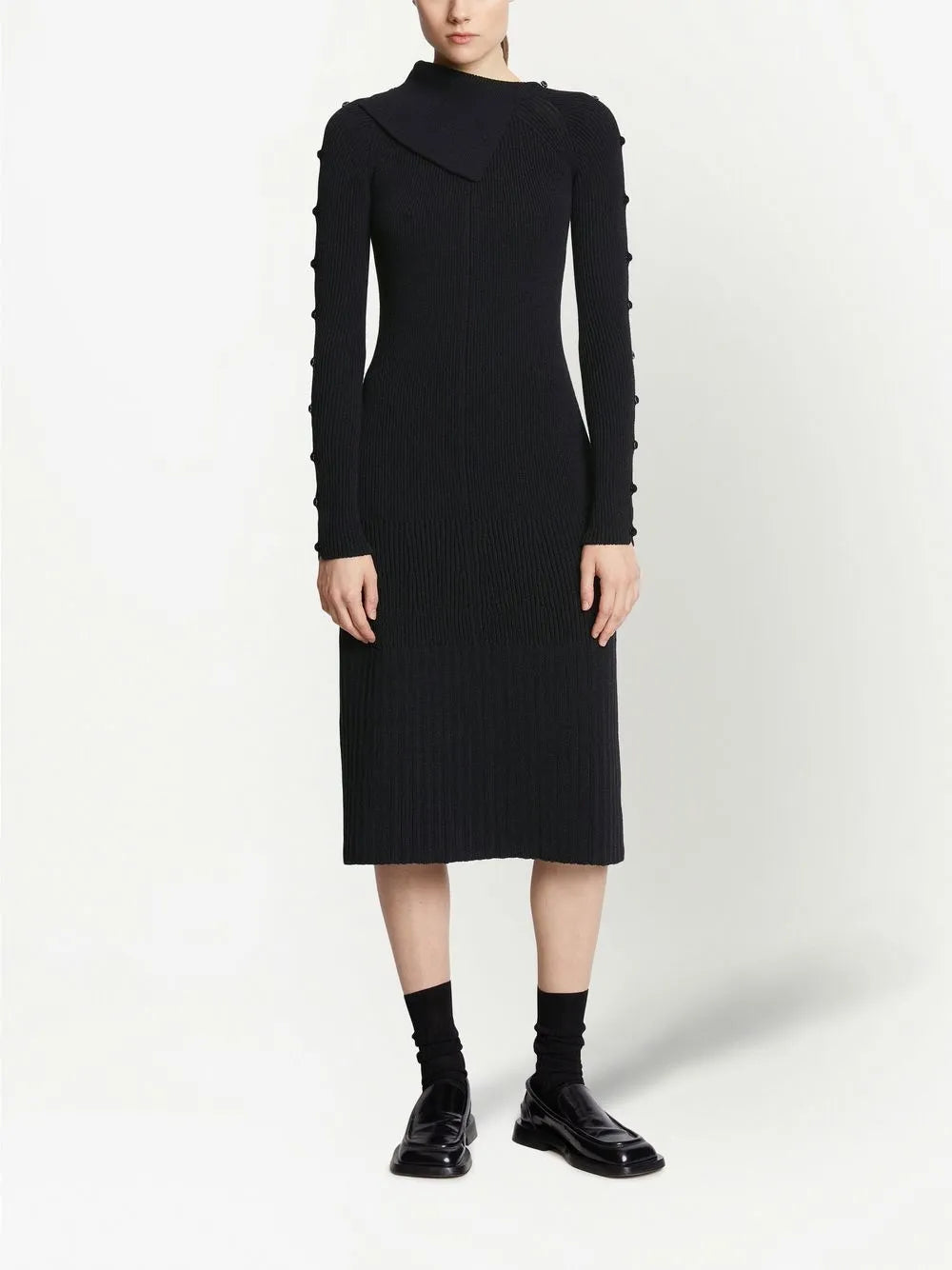 Micro-Ribbed Midi Dress
