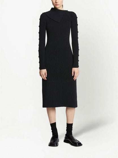 Micro-Ribbed Midi Dress