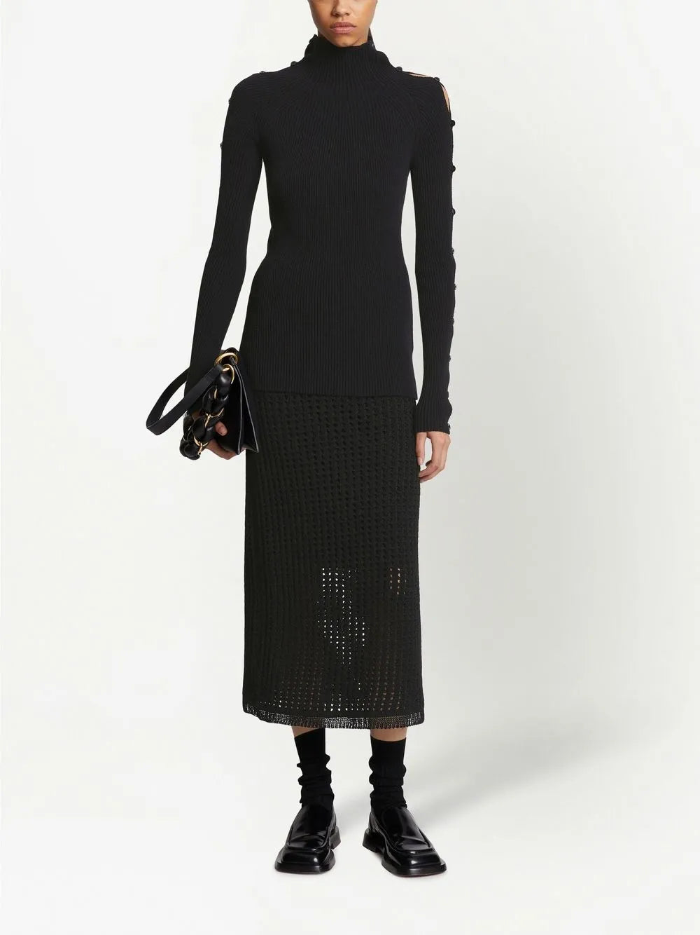 Micro-Rib Button-Embellished Jumper