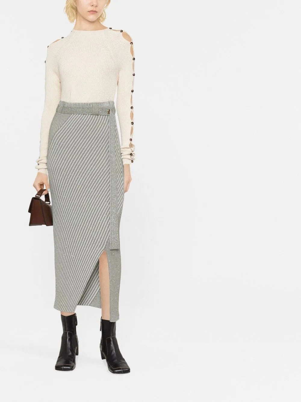 Micro-Rib Button-Embellished Jumper