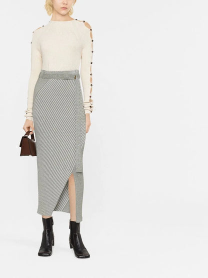 Micro-Rib Button-Embellished Jumper
