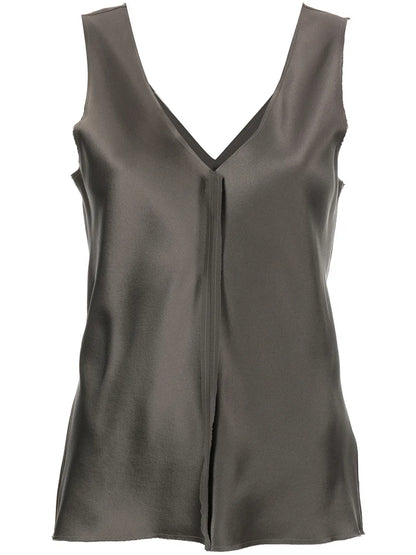 Silk Raw-Edge Tank Top