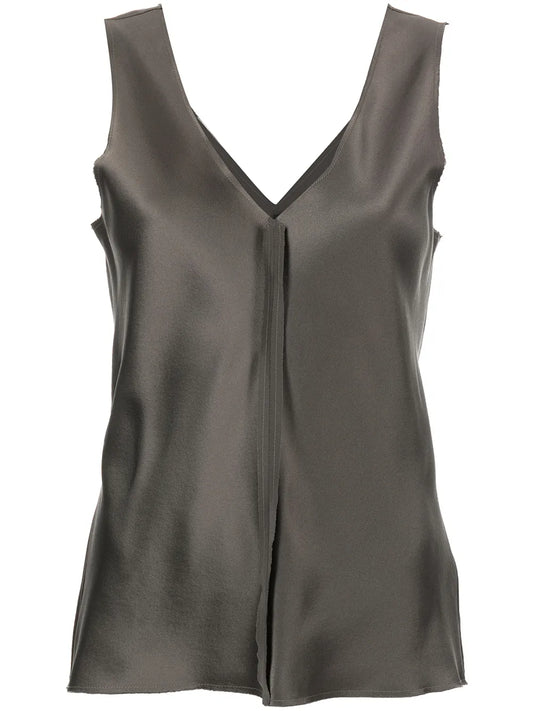 Silk Raw-Edge Tank Top