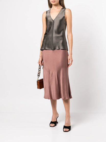 Silk Raw-Edge Tank Top