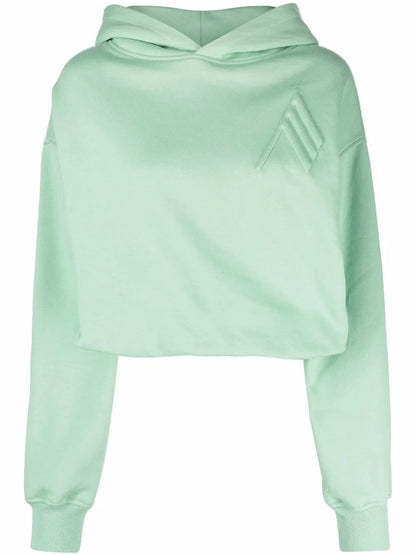 Cropped Embroidered-Motif Hoodie