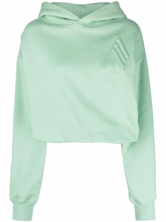 Cropped Embroidered-Motif Hoodie