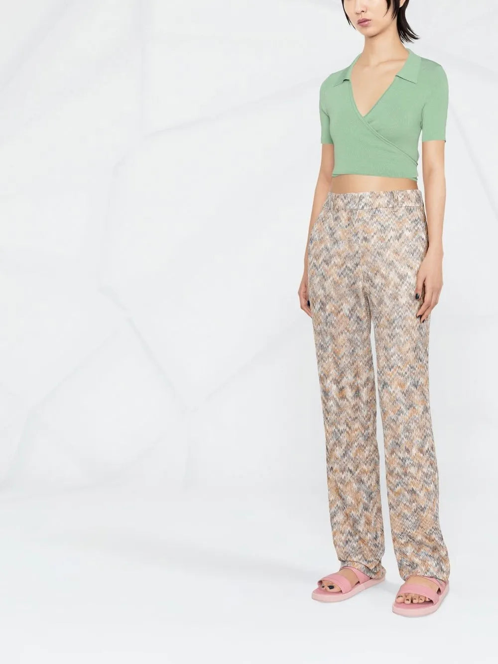Zigzag-Knit Straight-Leg Trousers