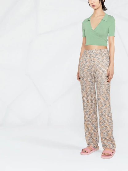 Zigzag-Knit Straight-Leg Trousers