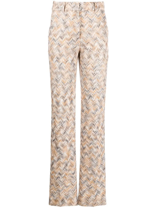 Zigzag-Knit Straight-Leg Trousers