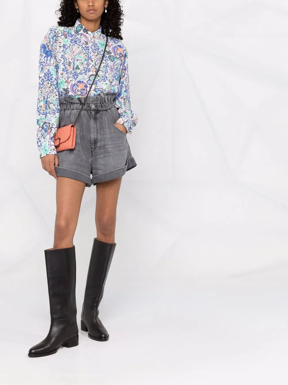 Graphic-Print Long-Sleeve Blouse