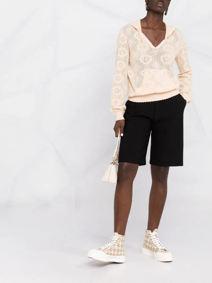 Pattern-Knit Hoodie