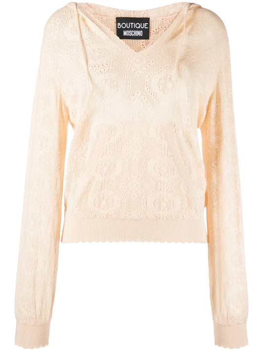 Pattern-Knit Hoodie