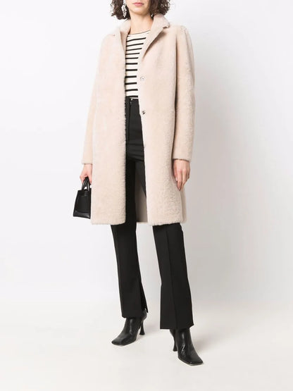 Single-Breasted Shearling Coat