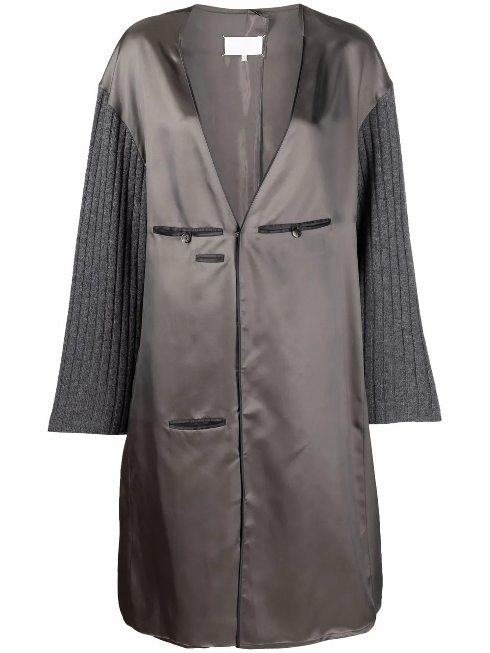 Contrasting-Sleeves V-Neck Dress
