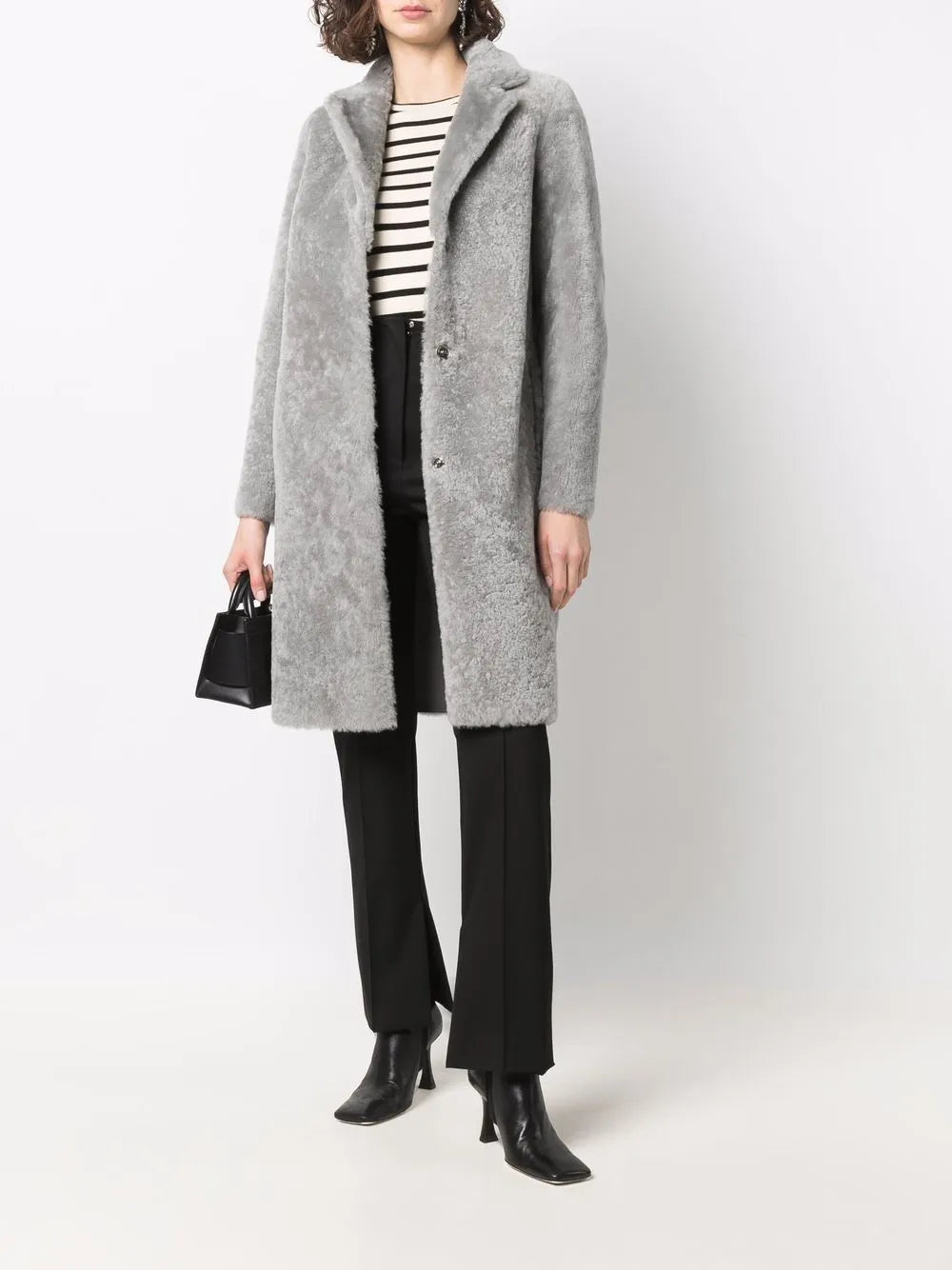 Single-Breasted Shearling Coat